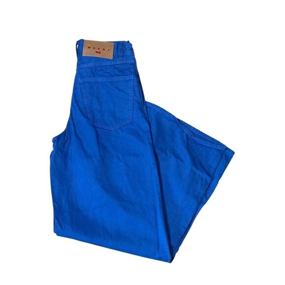 Marni‎ X Uniqlo Jeans Size 10 27x31 Blue Wide Leg Baggy Bootcut High Rise Pants - Picture 1 of 8